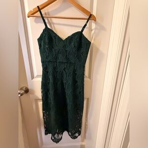 RW&CO. Dark Green Lace Midi Dress